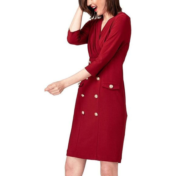Elegant Wear to Work Office Business 3/4 Sleeve Buttons Red Blazer Dress XXL NWT - Picture 14 of 14
